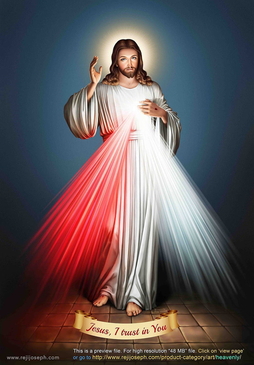 Divine Mercy Jesus with Sacred Heart and Radiant Light Rays HD phone wallpaper