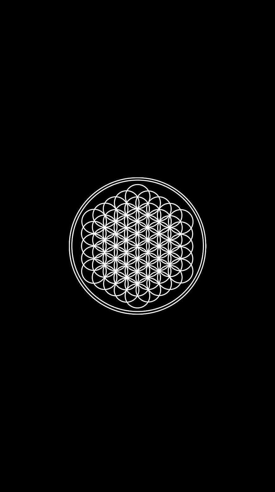 Sacred Geometry Flower of Life Pattern in White Line Art on Black Background HD phone wallpaper