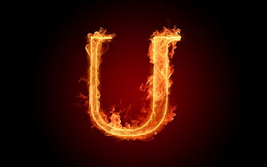 Burning Letter U Alphabet Fire Typography Wallpaper HD wallpaper