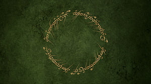 Lord of the Rings Elvish Inscription Circle on Dark Green Parchment Background HD wallpaper