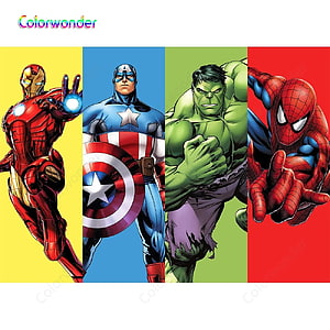 Avengers Team-Up: Iron Man, Captain America, Hulk, and Spider-Man Comic Art, Cartoon Series Superhero Theme Backdrops for Kids graphy Captain America Iron Man Spider man with Hulk Colorful Background. Background. - AliExpress, Captain America Christmas HD phone wallpaper