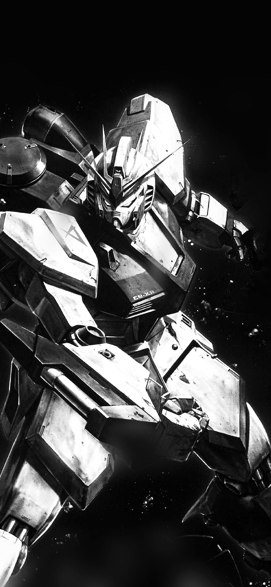 Black and White Gundam RX-78-2 Mecha Portrait in Dramatic Space Setting HD phone wallpaper
