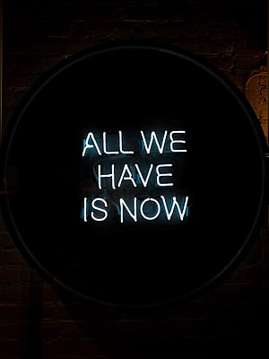 Glowing Neon Quote on Dark Brick Wall: All We Have Is Now HD phone wallpaper