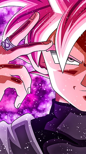 Black Clover Asta with Pink Hair and Purple Galaxy Background Anime Wallpaper HD phone wallpaper
