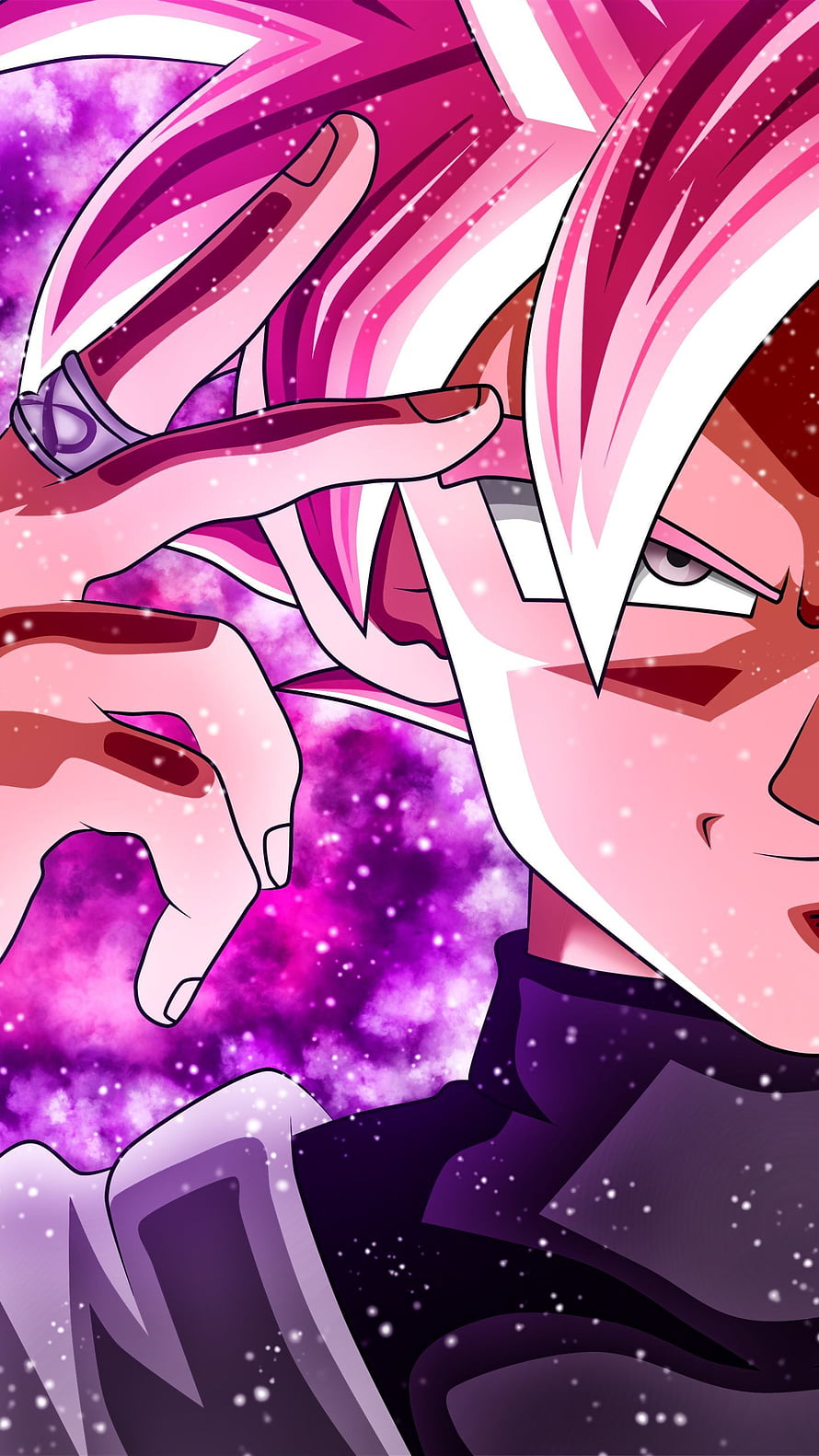 Black Clover Asta with Pink Hair and Purple Galaxy Background Anime Wallpaper HD phone wallpaper