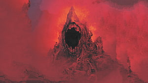 Zdzislaw Beksinski Dark Fantasy Landscape with Monolithic Rock Formation HD wallpaper