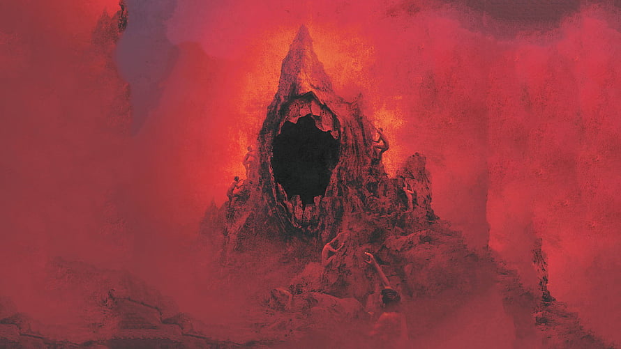 Zdzislaw Beksinski Dark Fantasy Landscape with Monolithic Rock Formation HD wallpaper