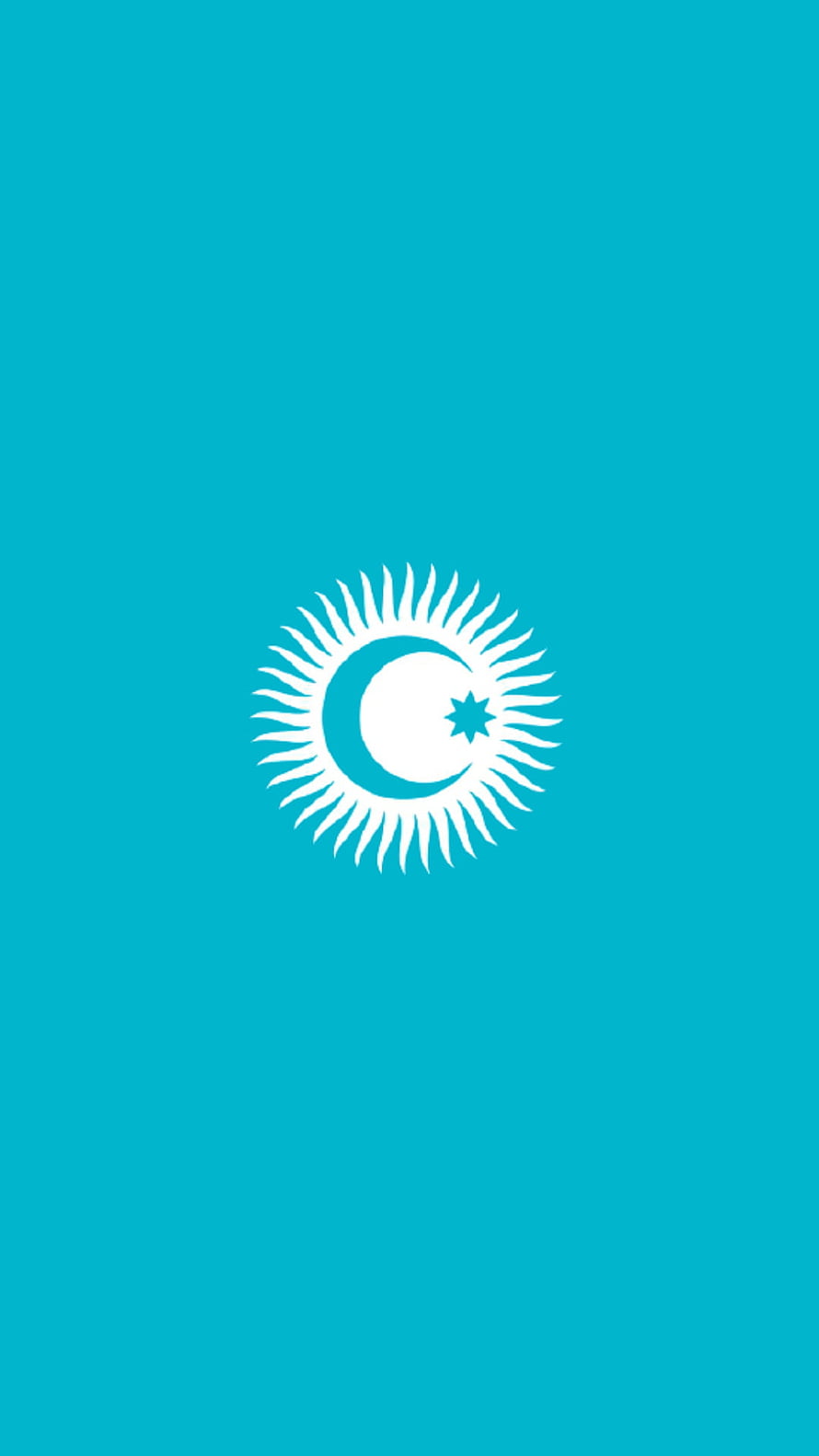 Turan Flag Design With Crescent Moon Star And Radiant Sun On Turquoise Background HD phone wallpaper