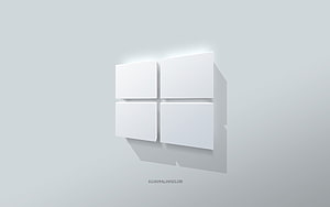 Minimalist White Windows 11 Logo Wallpaper with Soft Shadows HD wallpaper