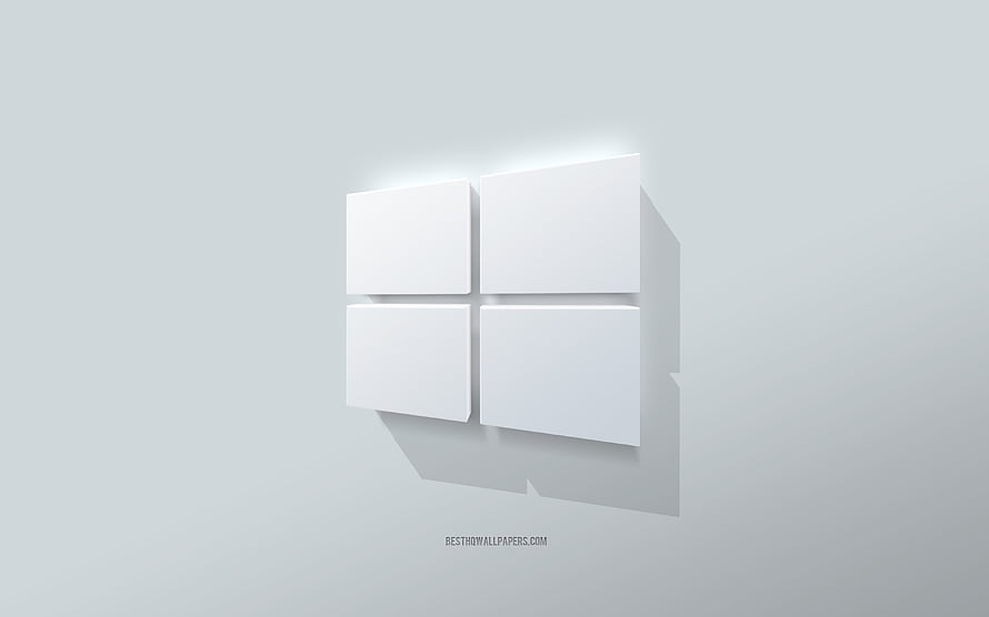 Minimalist White Windows 11 Logo Wallpaper with Soft Shadows HD wallpaper
