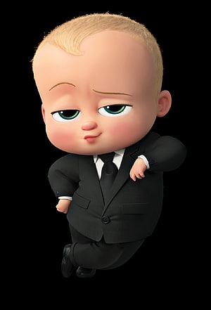 The Boss Baby Character in Black Suit and Tie 3D Animation Style HD phone wallpaper
