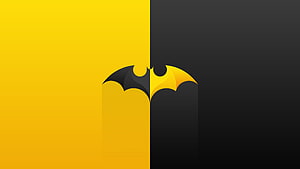 Minimalist Batman Logo Split Between Yellow and Black Backgrounds, Batman batch, minimal, logo HD wallpaper