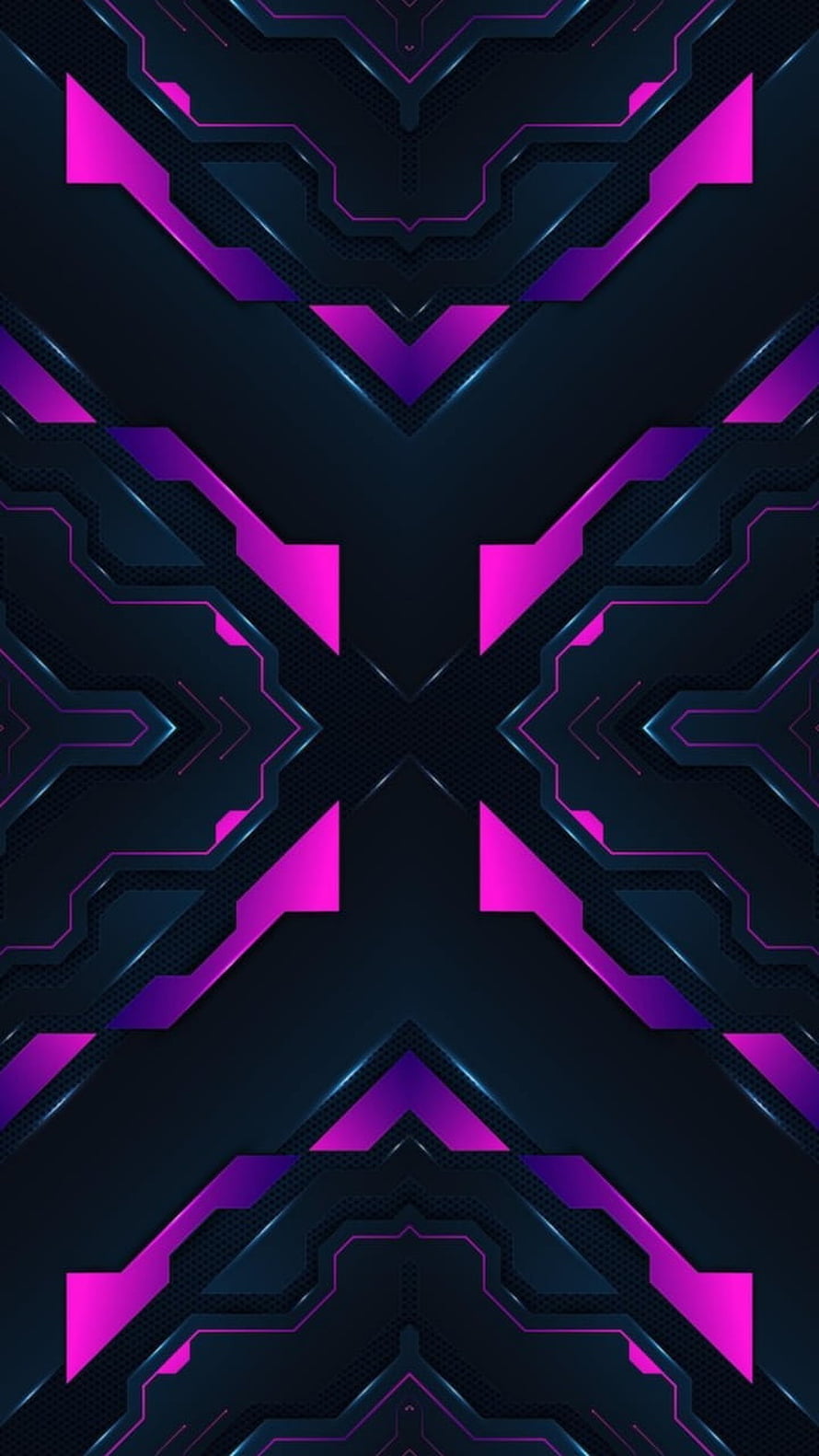 Dark Geometric Neon Pattern with Purple and Pink Accents for Gaming Desktops HD phone wallpaper