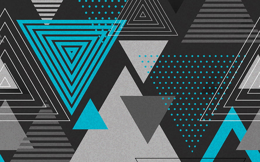 Abstract Geometric Triangle Pattern with Cyan and Grey Material Design Elements HD wallpaper