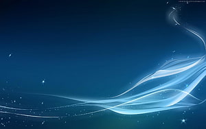 Elegant Flowing Light Ribbons on Deep Blue Gradient Background HD wallpaper