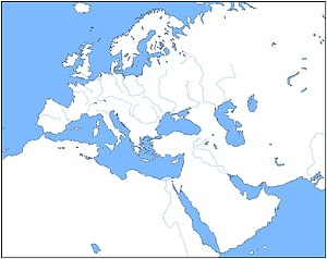 Blank Political Map of Europe, North Africa, and the Middle East with Rivers and Lakes HD wallpaper