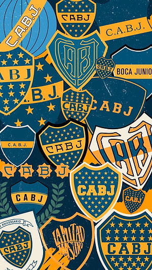 Boca Juniors Football Club Crests and Logos Pattern Wallpaper HD phone wallpaper