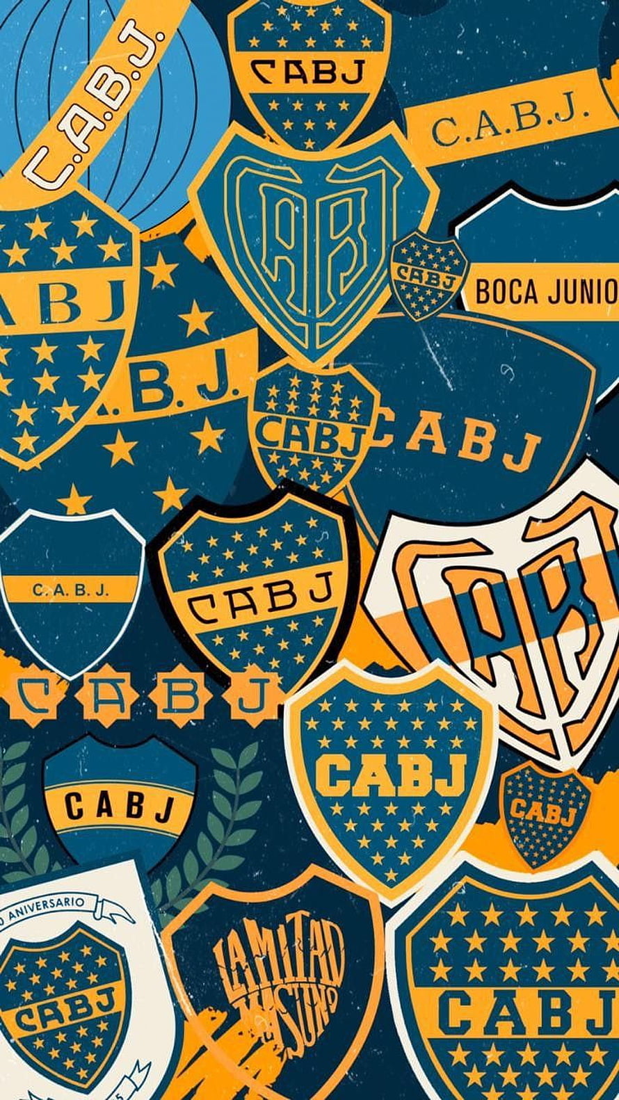 Boca Juniors Football Club Crests and Logos Pattern Wallpaper HD phone wallpaper