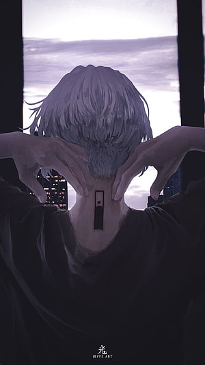 Sano Manjiro from Tokyo Revengers with Hands Behind Head Gazing at City Skyline HD phone wallpaper