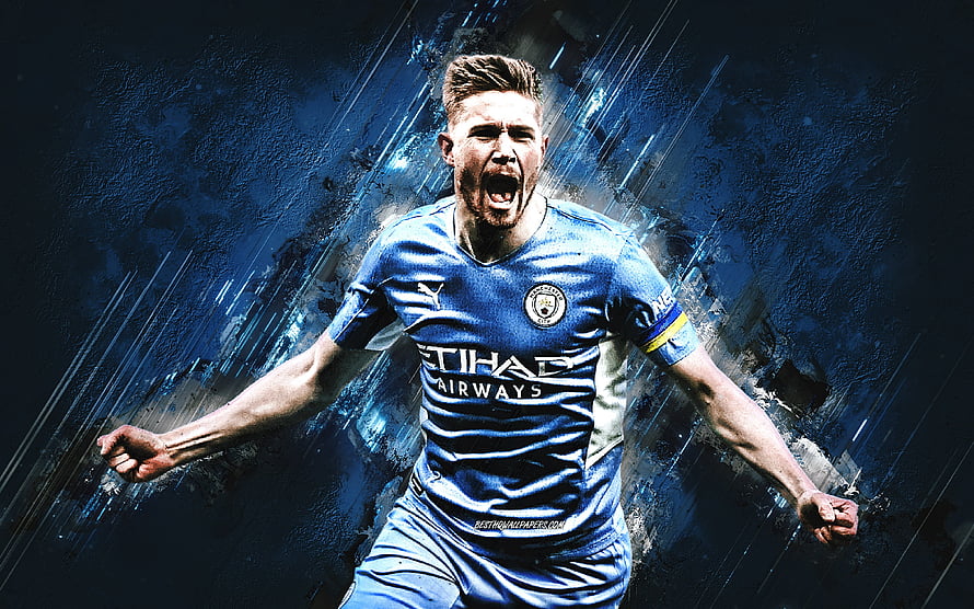 Kevin De Bruyne Manchester City Sky Blue Kit Celebration Action Wallpaper HD wallpaper