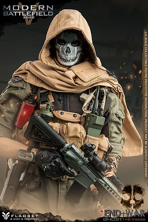 Flagset End War Ghost 1/6 Scale Collectible Action Figure with Tactical Gear and Assault Rifle HD phone wallpaper