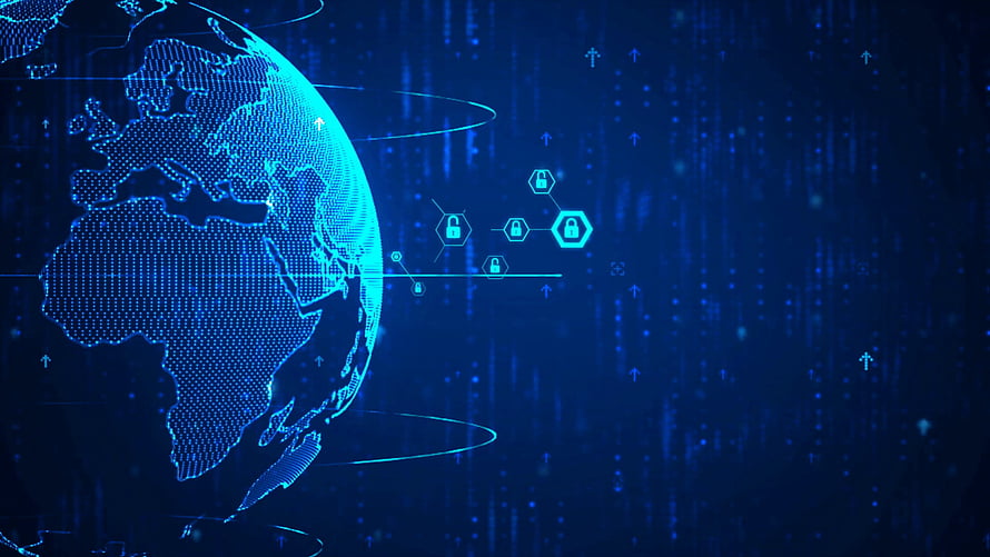 Digital Cybersecurity Concept With Blue Globe And Network Lock Icons HD wallpaper