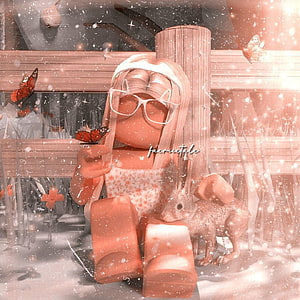 Roblox Girl With Glasses And Rabbit In Snowy Forest With Butterflies HD phone wallpaper