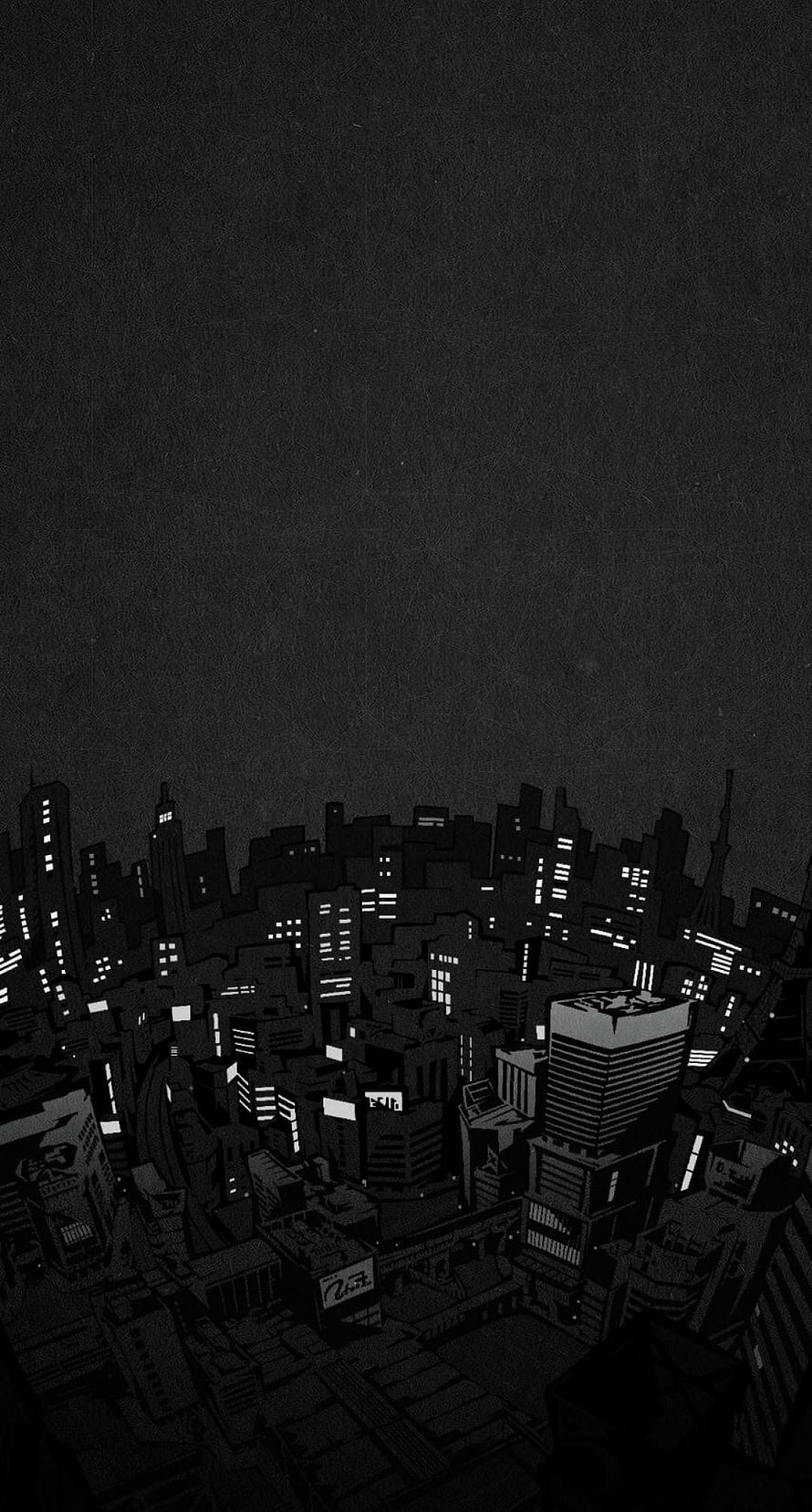 Dark Anime Cityscape Night Skyline Wallpaper HD phone wallpaper