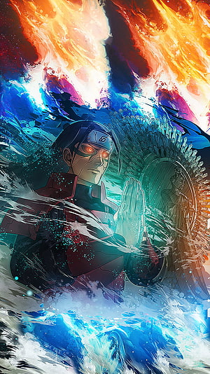 Madara Uchiha in Sage Mode with Rinnegan Eyes and Water Manipulation HD phone wallpaper