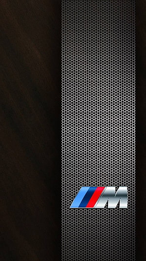 BMW M Performance Logo on Dark Carbon Fiber and Hexagonal Mesh Background HD phone wallpaper