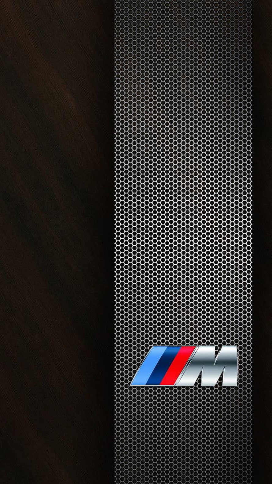 BMW M Performance Logo on Dark Carbon Fiber and Hexagonal Mesh Background HD phone wallpaper