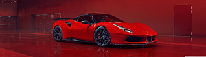 Red Ferrari 488 Pista Super Car in a Modern Red Interior HD wallpaper