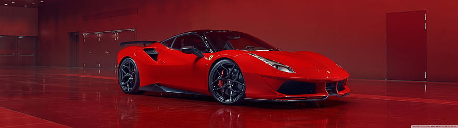 Red Ferrari 488 Pista Super Car in a Modern Red Interior HD wallpaper