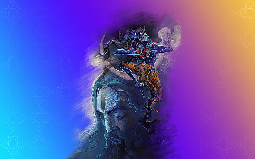 Lord Shiva and Nandi Bull Digital Art Wallpaper HD wallpaper