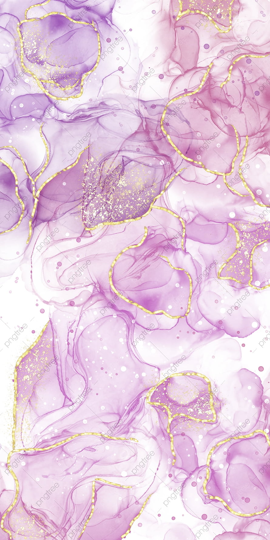Elegant Lilac Alcohol Ink Marble Pattern with Gold Leaf Accents and Sparkling Details HD phone wallpaper
