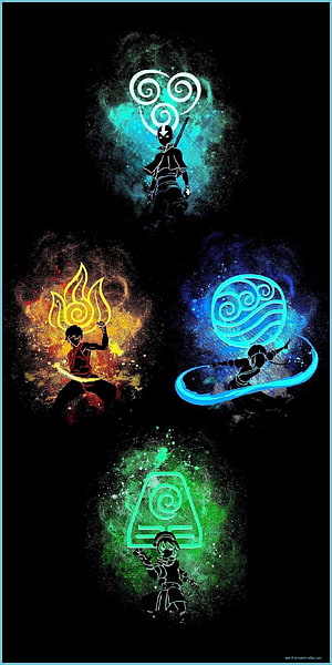 Avatar The Last Airbender Four Elements Bending Artwork Wallpaper HD phone wallpaper