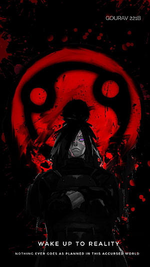 Madara Uchiha Sharingan Anime Wallpaper Dark Red Background HD phone wallpaper