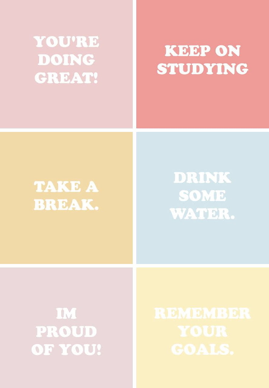 Pastel Study Motivation Grid with Encouraging Quotes for Students HD phone wallpaper