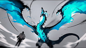 Solo Leveling Kaisel Dragon Confrontation with Blue Energy Wings HD wallpaper