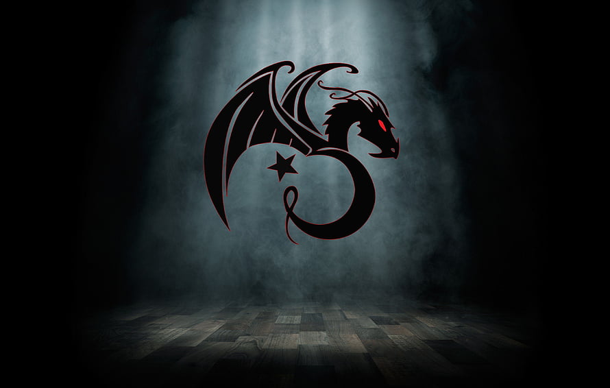 Kali Linux Dragon Logo on Dark Smoky Background with Wooden Floor HD wallpaper