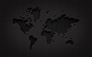 Dark Carbon Fiber World Map with Grunge Texture and Diagonal Stripes HD wallpaper