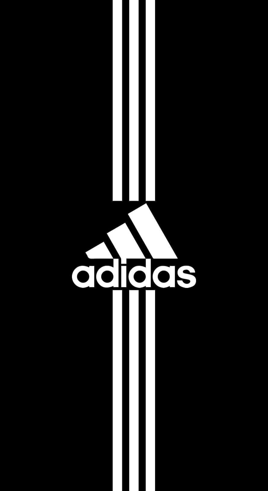 Minimalist Adidas Logo with Vertical Three Stripes on Black Background HD phone wallpaper