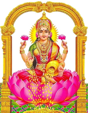 Goddess Lakshmi Sitting on Lotus with Gold Coins and Pot of Wealth HD phone wallpaper