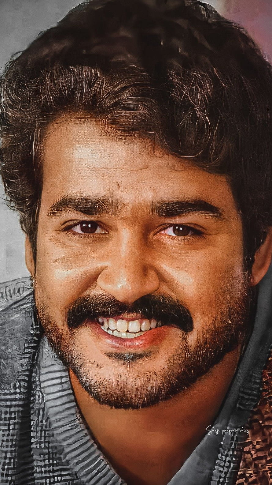 Vijay Sethupathi smiling portrait with mustache and beard HD phone wallpaper
