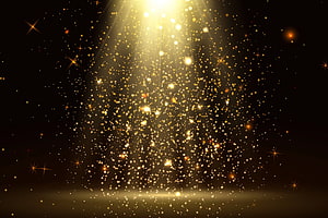 Magical Golden Light Rays and Sparkling Particles on Black Background HD wallpaper