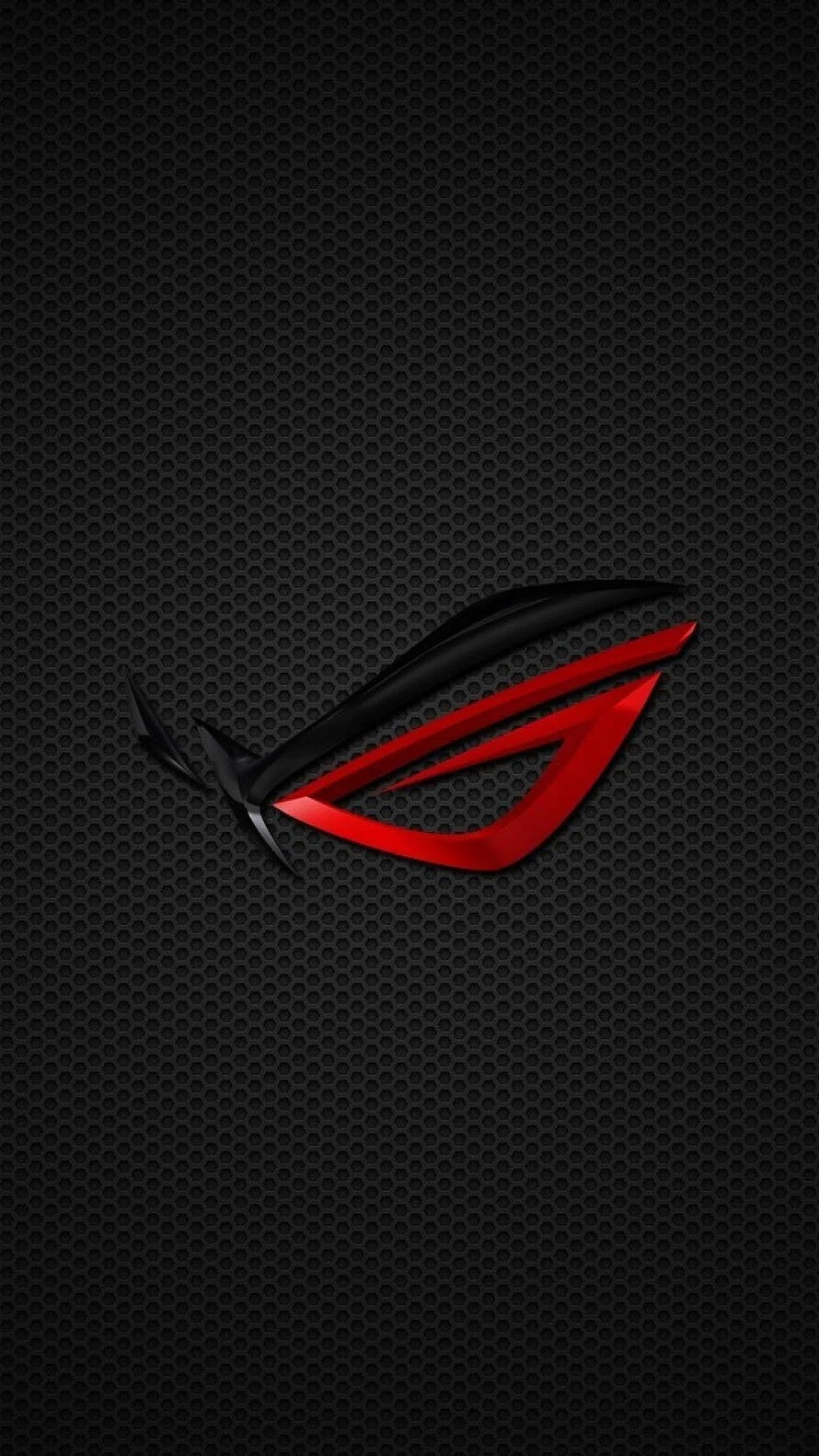 Red and Black Asus ROG Eye Logo on Dark Honeycomb Texture Background HD phone wallpaper