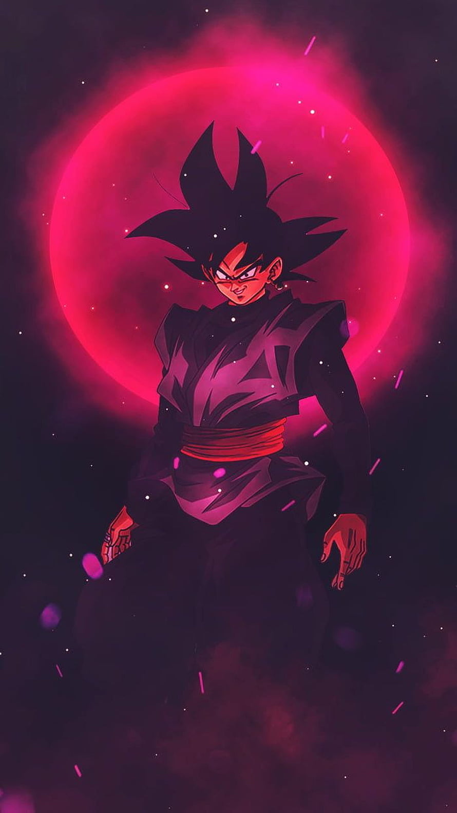 Goku Black Super Saiyan Rose Anime Wallpaper with Red Moon Background HD phone wallpaper