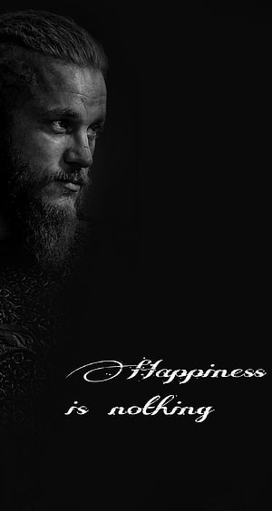 Ragnar Lothbrok from Vikings in Dramatic Black and White Portrait HD phone wallpaper