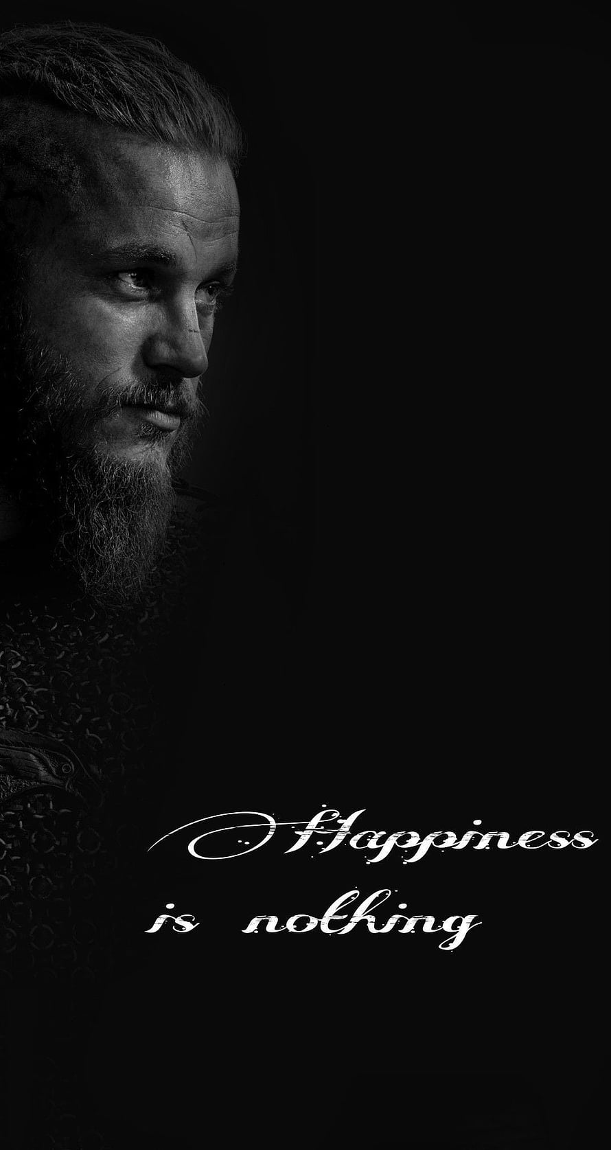 Ragnar Lothbrok from Vikings in Dramatic Black and White Portrait HD phone wallpaper