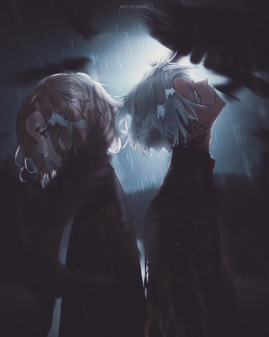 Mikey and Izana from Tokyo Revengers in a moody rainy scene with dramatic backlighting HD phone wallpaper
